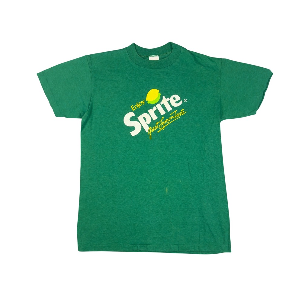 Vtg Sprite Great LymonTaste T Shirt Green Adult Small Single Stitch USA Made Tee